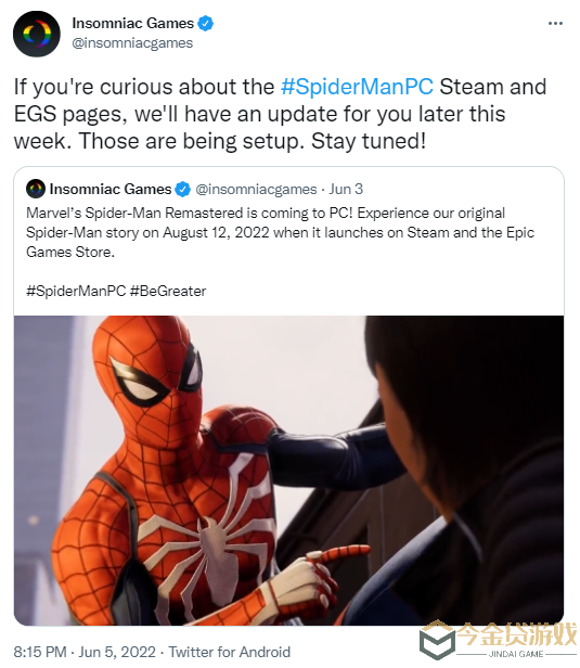 索尼《漫威蜘蛛侠》本周上架Steam 暂不清楚配置要求